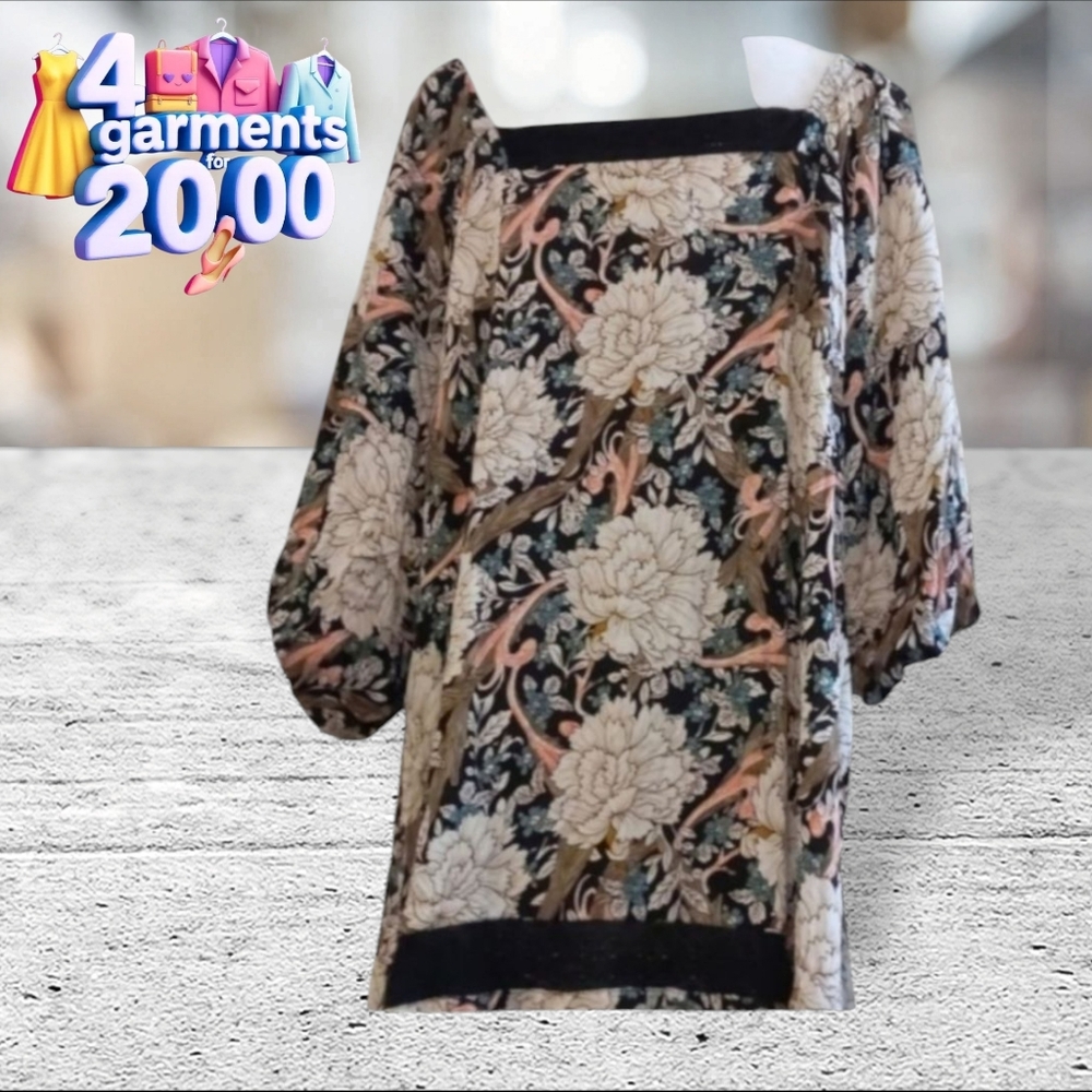 NWT Meritt floral dress square neck with balloon sleeves size 1X